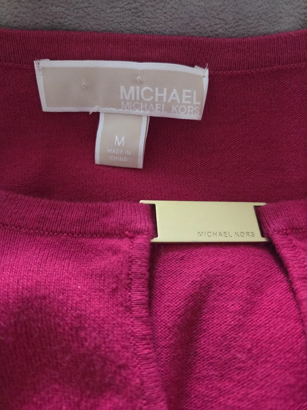 Michael Kors Womens Fuchsia Sweater Dress with MK Logo Key Hole Size Medium
